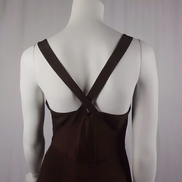 J. Crew Size 4 Brown Silk Tricotine Robin Short Dress Formal Crisscross Straps - Picture 9 of 10